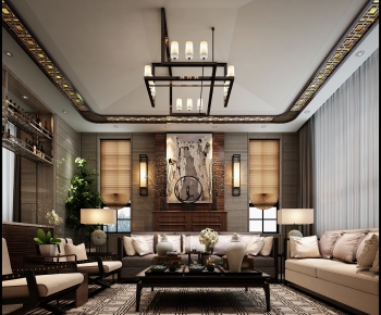 New Chinese Style A Living Room-ID:336047168