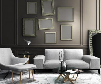 现代沙发茶几雕花镜框墙饰组合-ID:363839295