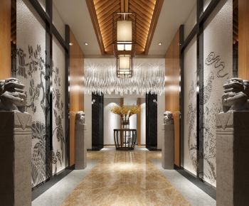 New Chinese Style Elevator Hall-ID:631126942