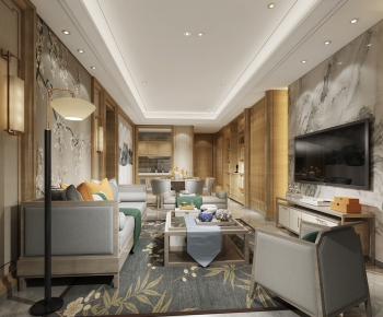 New Chinese Style A Living Room-ID:571633124