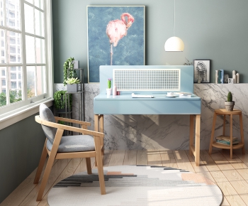 Nordic Style Computer Desk And Chair-ID:898258871
