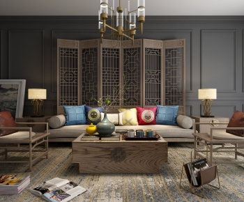 New Chinese Style Sofa Combination-ID:268745389