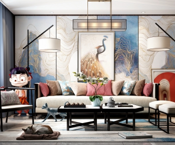New Chinese Style A Living Room-ID:216697926