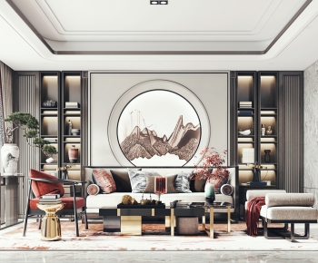 New Chinese Style A Living Room-ID:693087151