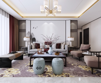 New Chinese Style A Living Room-ID:223271433