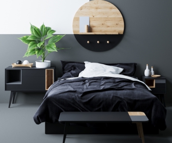 Nordic Style Double Bed-ID:607186673