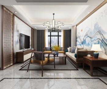 New Chinese Style A Living Room-ID:194265884