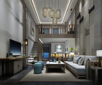 New Chinese Style A Living Room-ID:596004296
