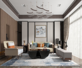 New Chinese Style A Living Room-ID:925483211