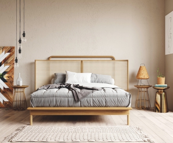 Nordic Style Double Bed-ID:250354911