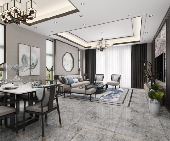 New Chinese Style A Living Room-ID:688943862