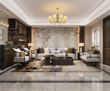 New Chinese Style A Living Room-ID:158186253