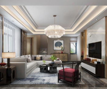 New Chinese Style A Living Room-ID:957037963