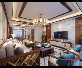 New Chinese Style A Living Room-ID:107044337