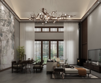 New Chinese Style A Living Room-ID:742794894