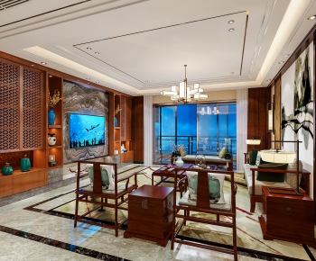 New Chinese Style A Living Room-ID:323935739