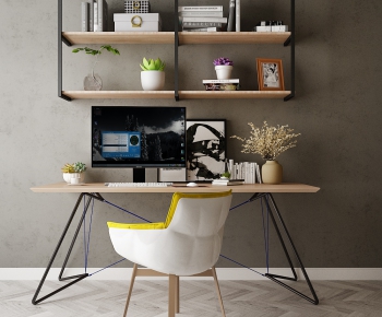 Modern Computer Desk And Chair-ID:649542692