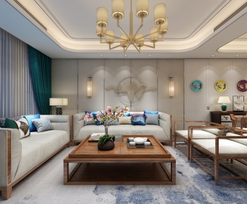 New Chinese Style A Living Room-ID:195350912
