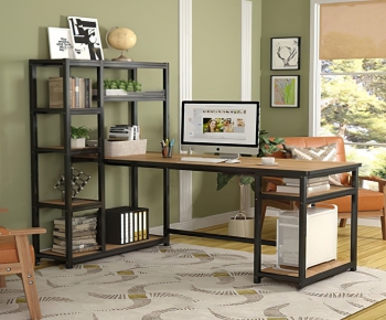 Industrial Style Computer Desk And Chair-ID:540006663