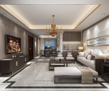 New Chinese Style A Living Room-ID:446028399