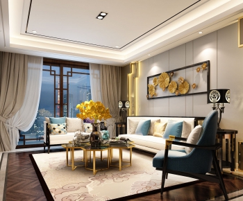 New Chinese Style A Living Room-ID:604748458