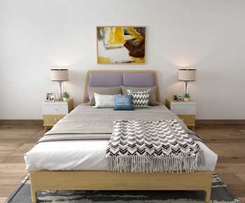 Nordic Style Double Bed-ID:507781848