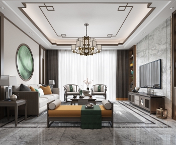 New Chinese Style A Living Room-ID:119215981