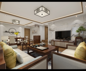 New Chinese Style A Living Room-ID:961937767