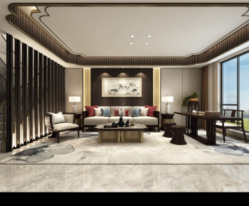 New Chinese Style A Living Room-ID:996763992