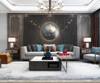New Chinese Style A Living Room-ID:895558979