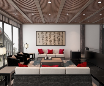 New Chinese Style A Living Room-ID:854928293