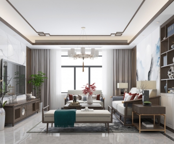 New Chinese Style A Living Room-ID:109975739