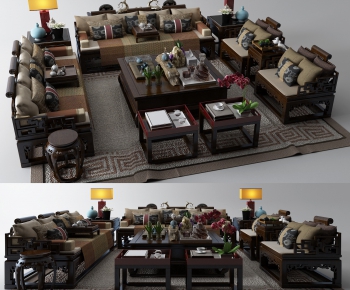 New Chinese Style Sofa Combination-ID:519045666
