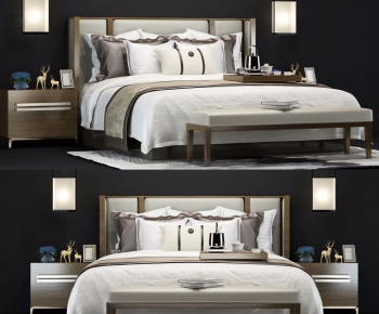 New Chinese Style Double Bed-ID:111055643