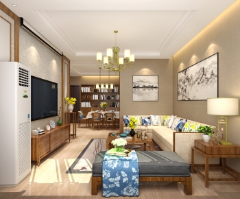 New Chinese Style A Living Room-ID:651705328