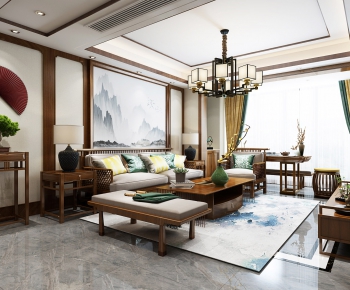 New Chinese Style A Living Room-ID:971270125