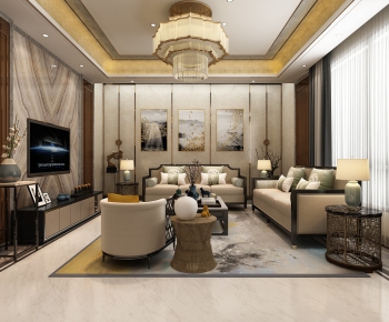 New Chinese Style A Living Room-ID:726381237