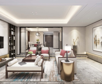 New Chinese Style A Living Room-ID:955916212