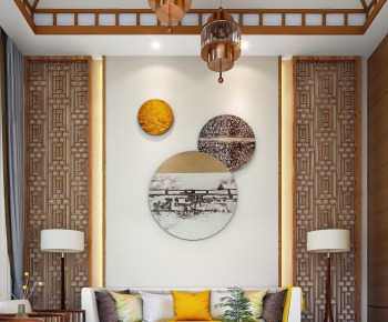 New Chinese Style A Living Room-ID:454884556