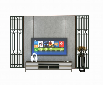 New Chinese Style TV Wall-ID:284280644