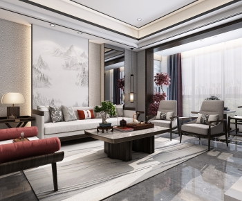 New Chinese Style A Living Room-ID:637679612