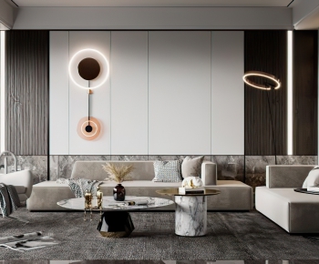 Modern Wabi-sabi Style A Living Room-ID:393963547