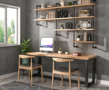 Industrial Style Computer Desk And Chair-ID:145805327