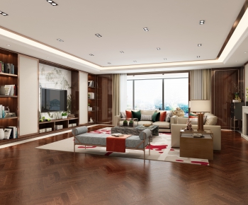 New Chinese Style A Living Room-ID:933912617