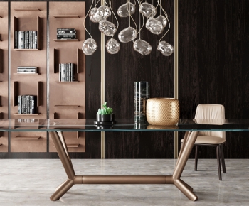 意大利CATTELANITALIA品牌 现代金属玻璃餐桌椅-ID:218330943