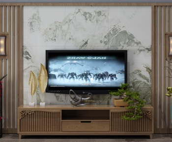 新中式电视柜背景墙-ID:209014647
