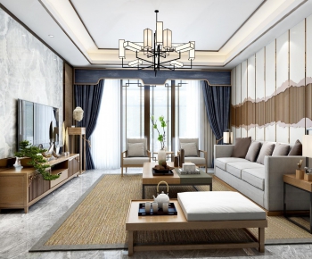 New Chinese Style A Living Room-ID:701808572