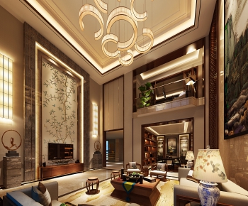 New Chinese Style A Living Room-ID:169370851