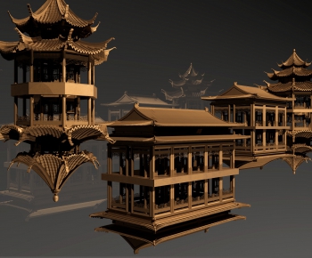 Chinese Style Ancient Architectural Buildings-ID:680813921