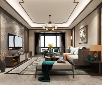 New Chinese Style A Living Room-ID:630393816